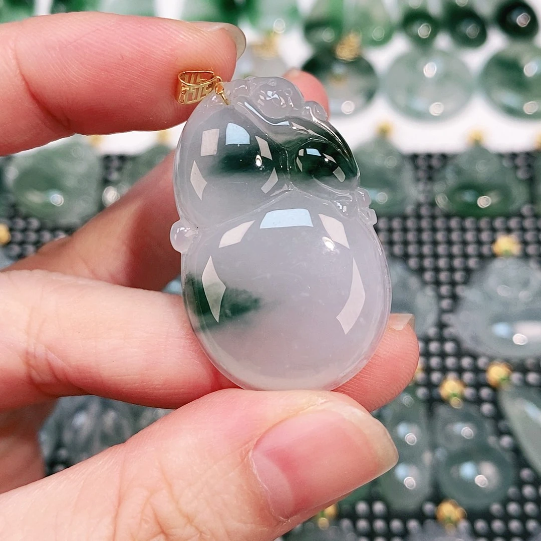 翡翠颈饰18K金镶嵌吊坠