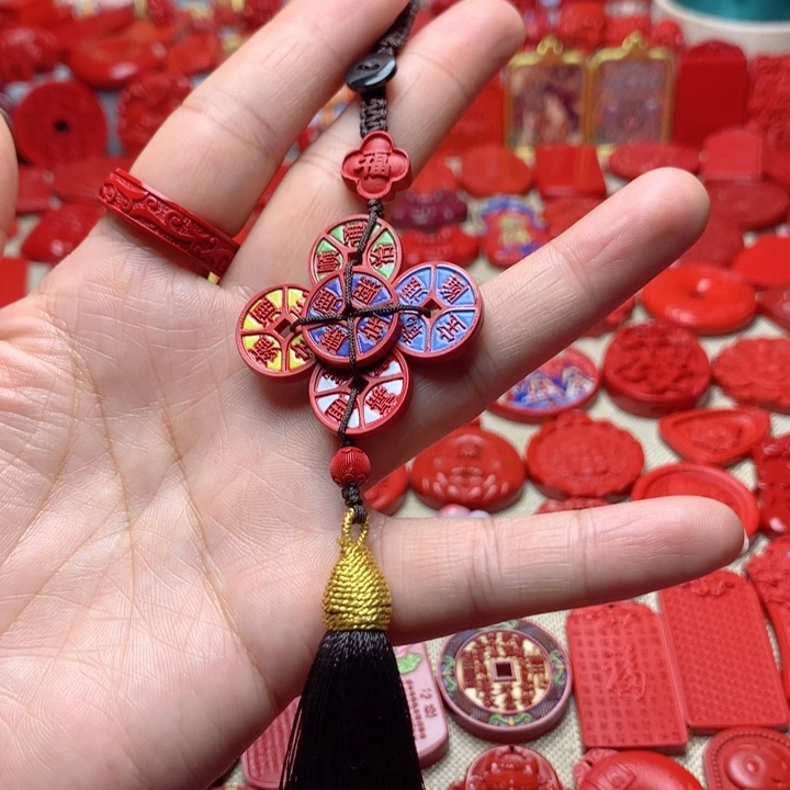 天然辰砂工艺品朱砂钥匙扣