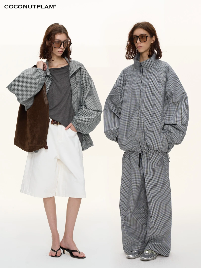 COCONUTPLAM*UNISEX“城市运动”织格纹廓形重工质感外套