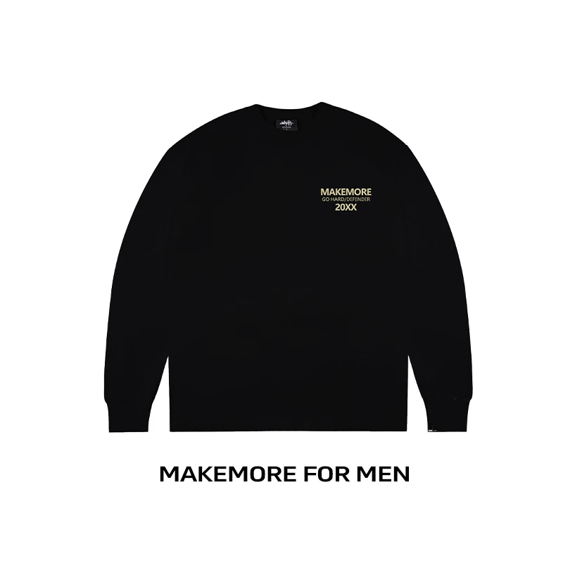MAKEMORE长袖男女新款20XX重磅棉百搭休闲高级松弛感情侣穿搭打底
