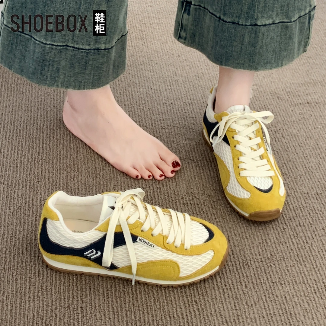 SHOEBOX鞋柜复古百搭运动阿甘鞋女夏季新款透气休闲鞋平底德训鞋