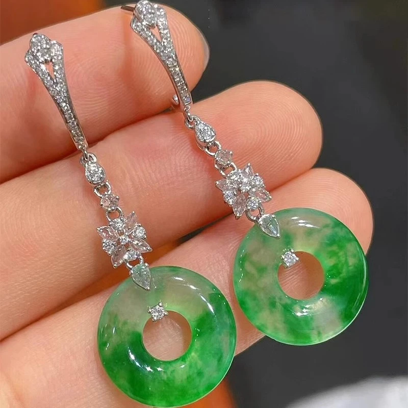 镀18k白金色耳钩耳环diy配件材料高级甜甜圈耳饰平安扣耳坠空托