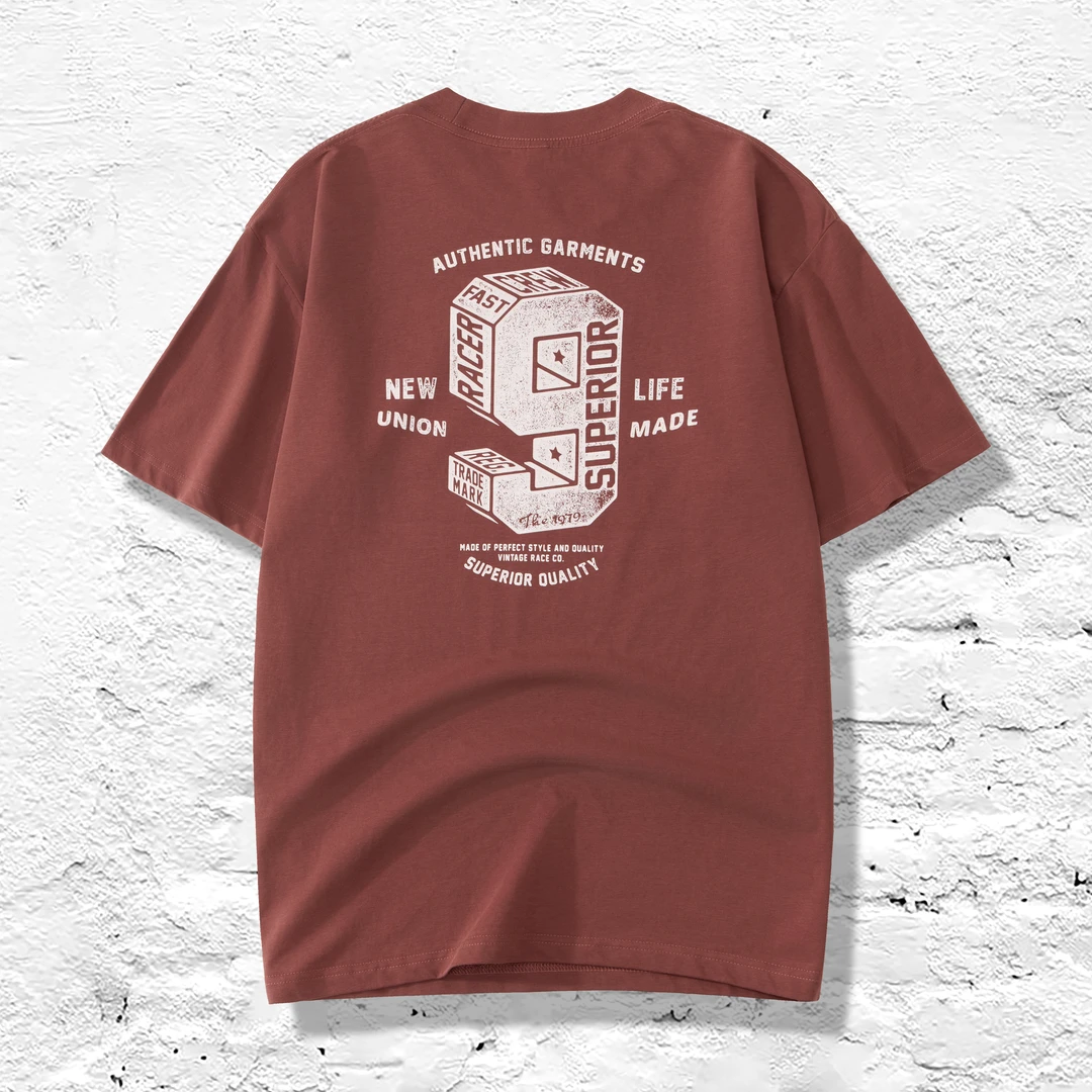 JESSE夏季美式重磅前后印花索罗娜凉感棉宽松圆领T恤25509