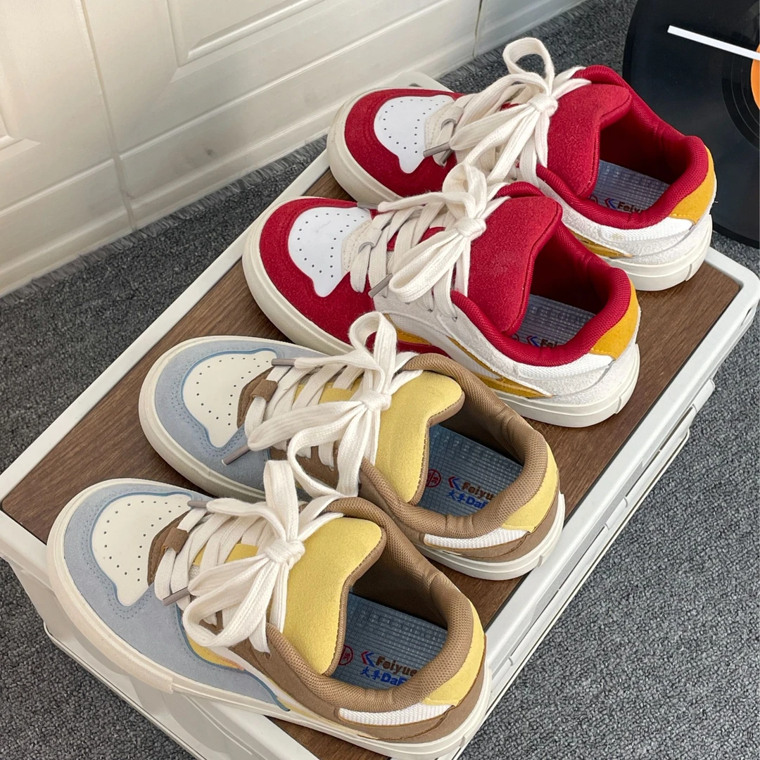 飞跃秋冬小众多巴胺撞色面包鞋女ins高颜值休闲鞋学生百搭板鞋