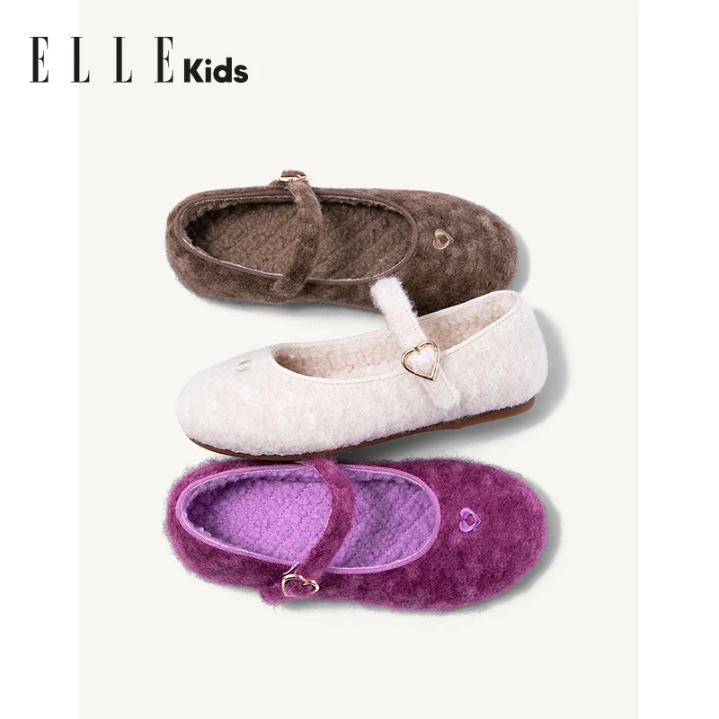 ELLEkids童鞋 单鞋女童2025秋冬新款棉鞋儿童玛丽珍鞋法式芭蕾鞋
