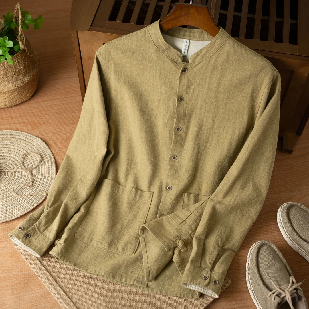 麻尚生活苎麻衬衫男长袖秋季2025新款棉麻休闲宽松中式国风薄外套