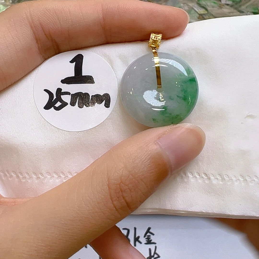 翡翠18K金镶嵌吊坠(不含链)翡翠