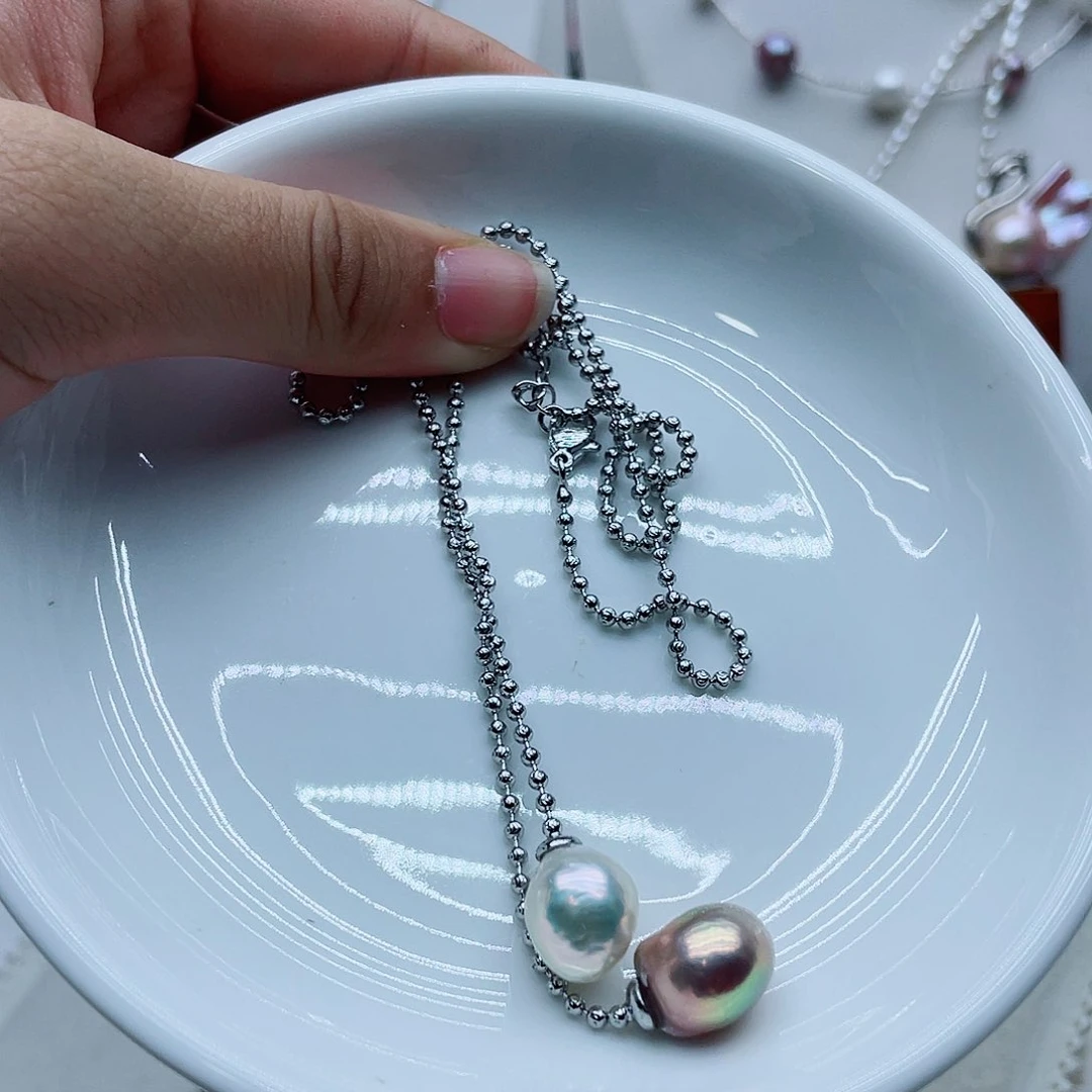 颈饰钛钢淡水珍珠E***?