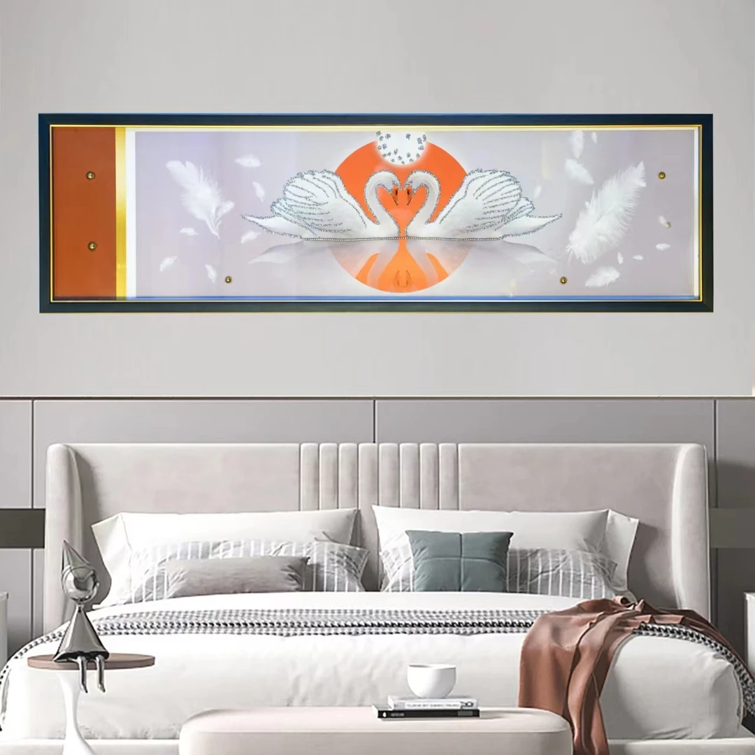 Q140天鹅卧室床头画高级感实物主卧挂画轻奢璧画客厅房间装饰画