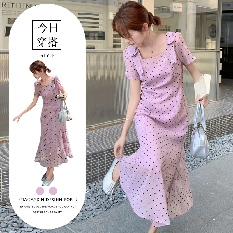 法式浪漫风波点连衣裙女2025夏季新款优雅气质高级氛围感收腰裙子