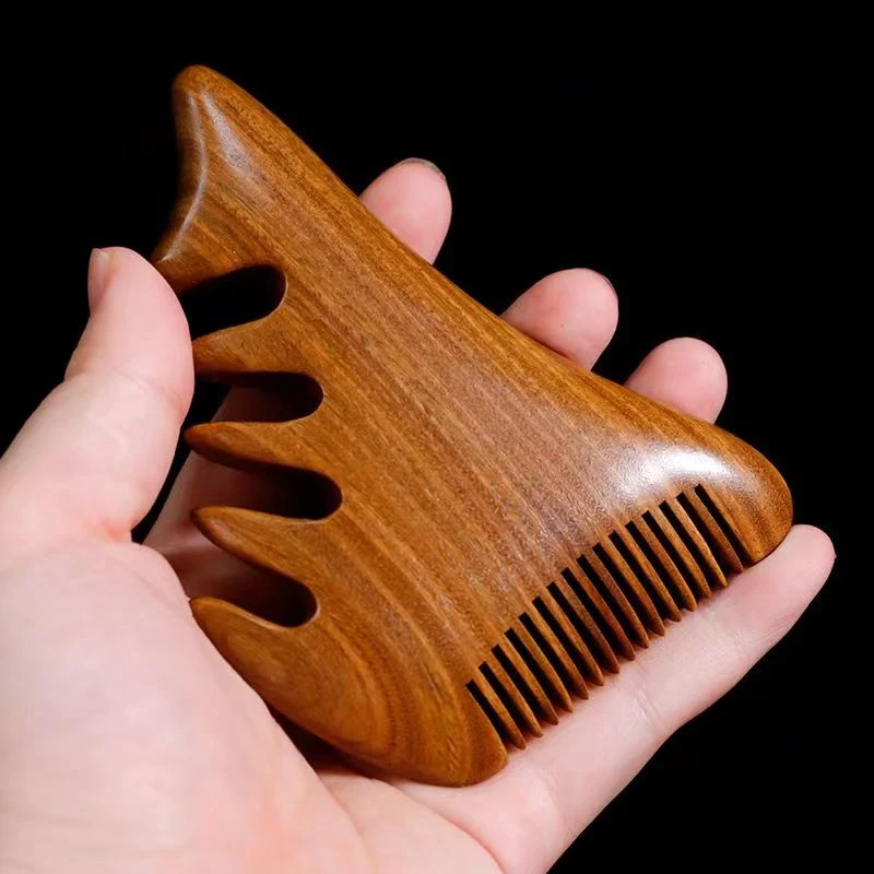 【宠粉福利】绿檀加厚三角点穴刮痧顺发开背多功能按摩梳子