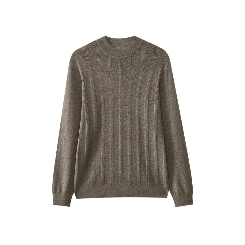 /MOP【商场同款】秋季新款半高领条纹肌理针织衫男士长袖时尚休闲