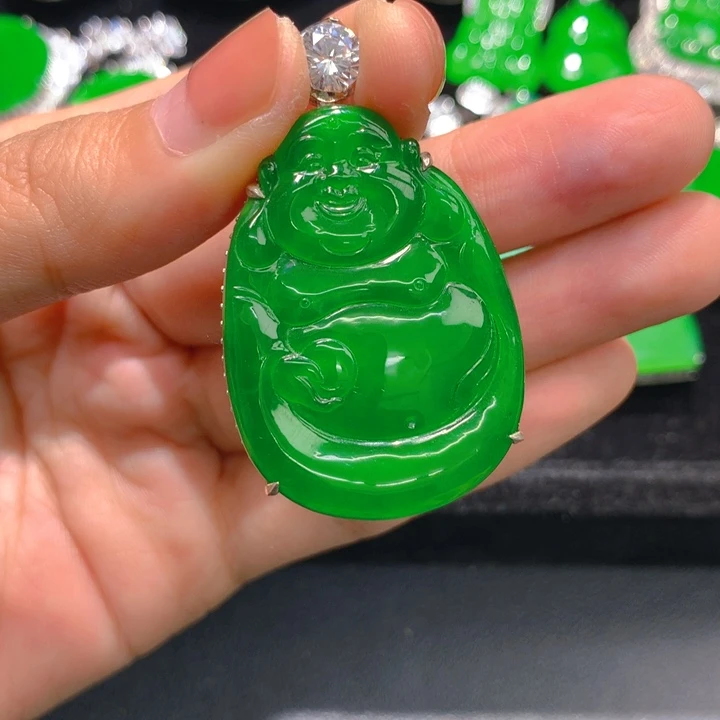 微***风翡翠银S925镶嵌颈饰一个