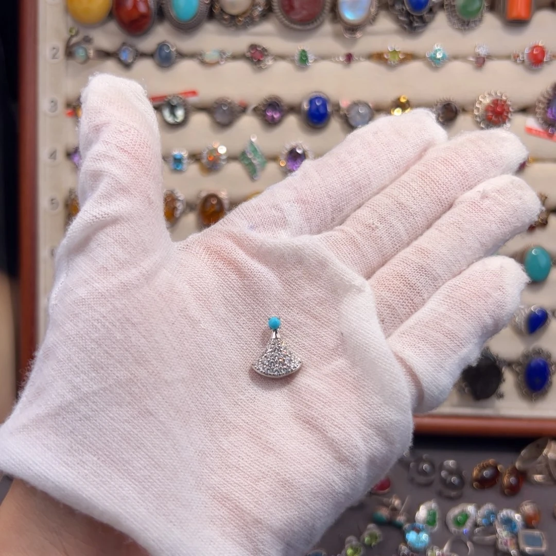 鼠***寶吊坠925银蓝色吊坠银镶