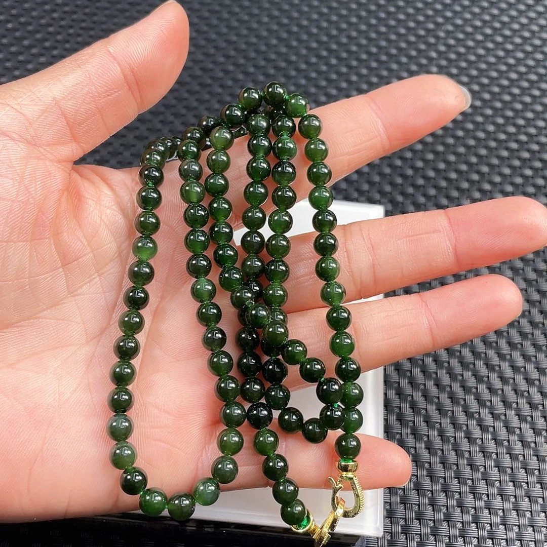 和田玉（碧玉）吊坠(不含链)未镶嵌碧玉108珠链2