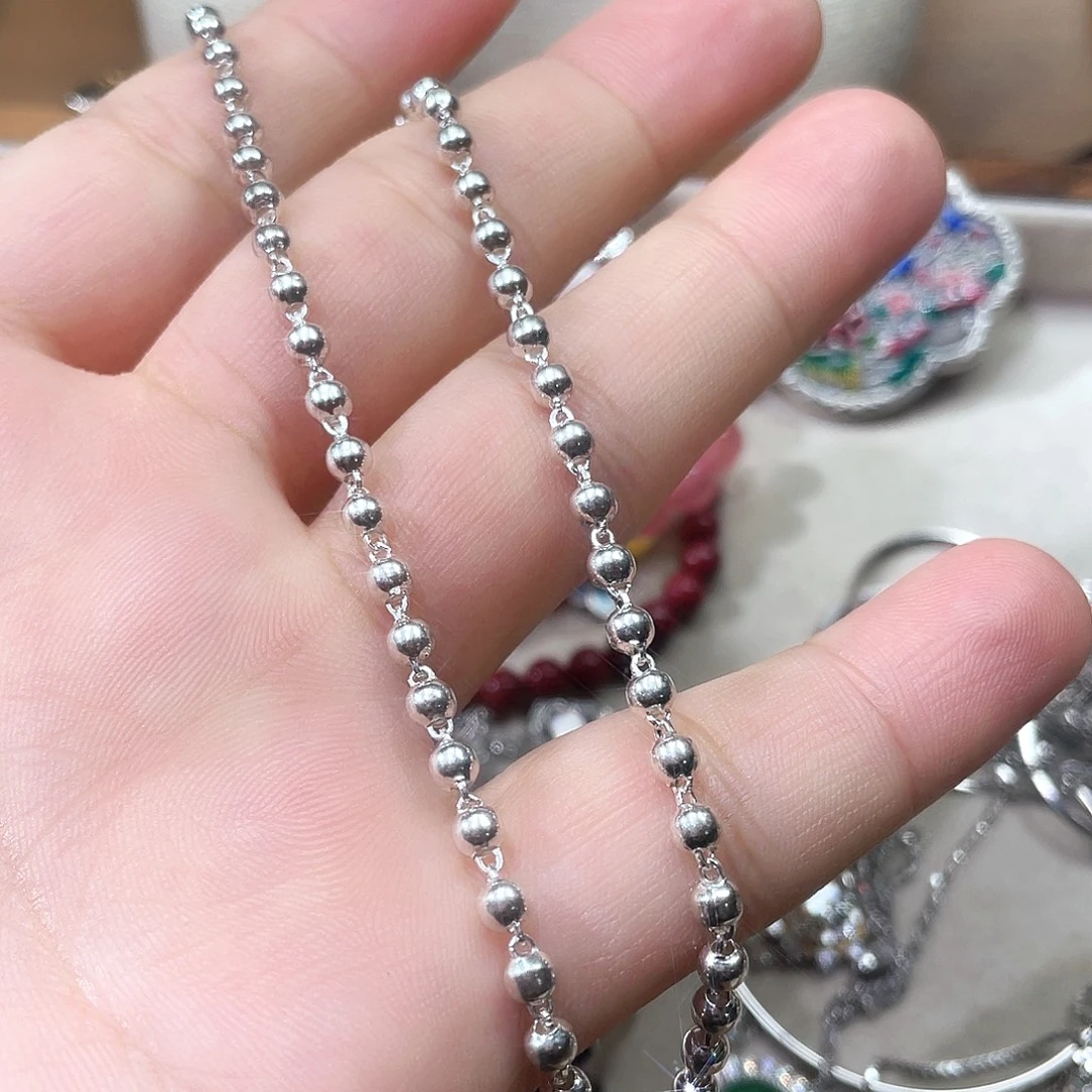 小***子坠链均925银锆石珠珠链