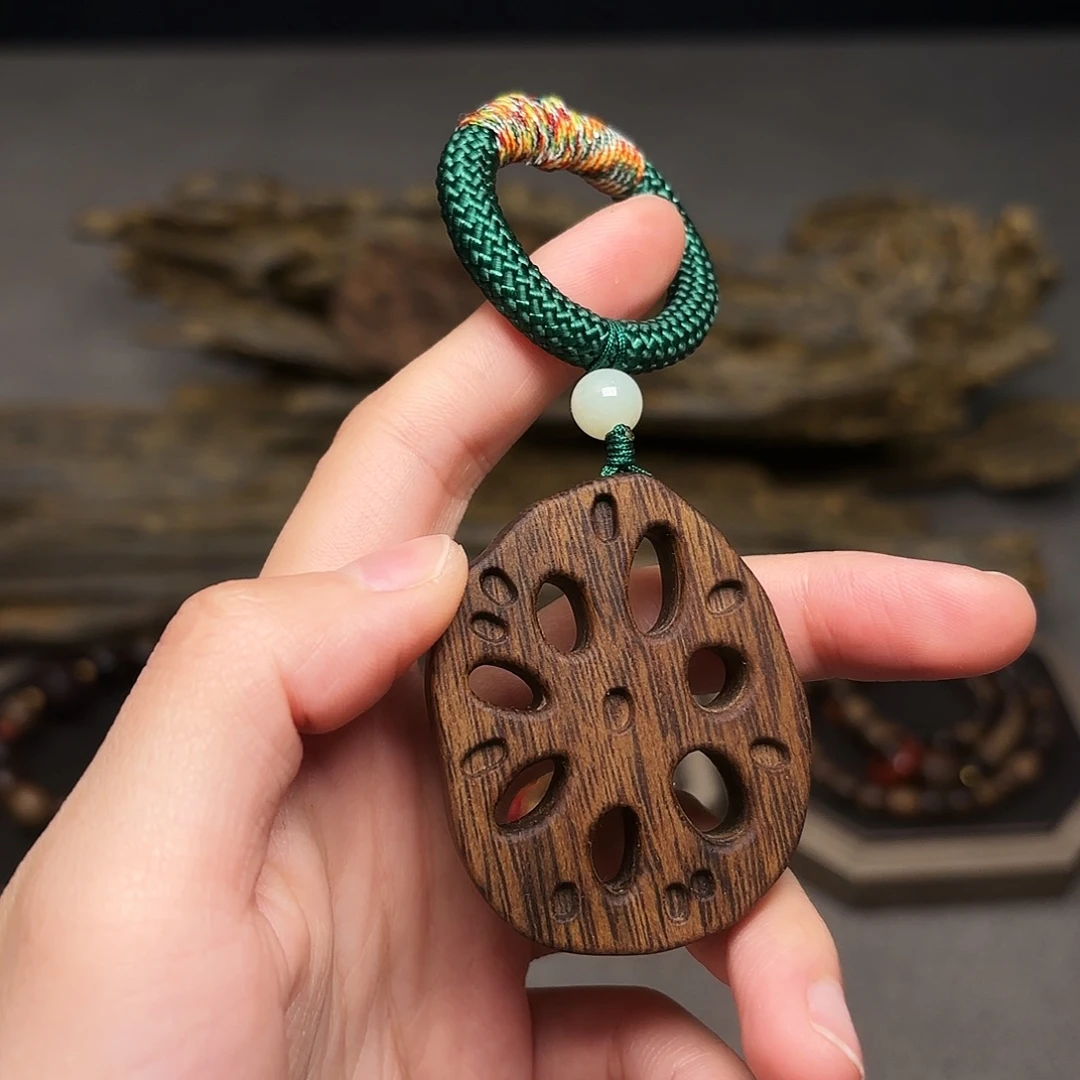 手把件沉香越南富森红土藕片配饰