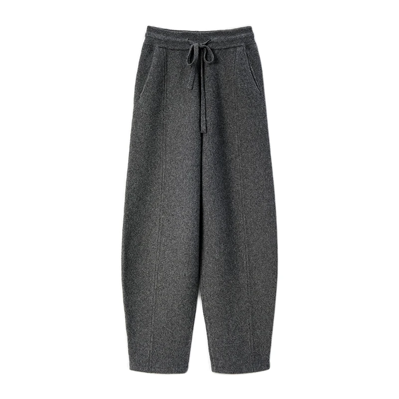 羊绒裤女秋冬东北外穿白色高端保暖加厚欧货针织高腰小个子萝卜裤