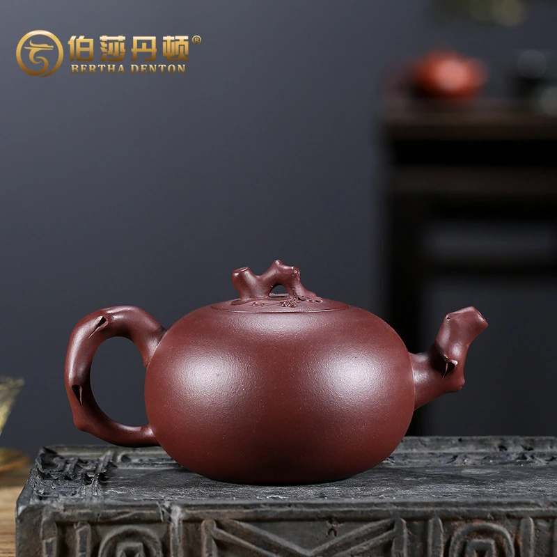 BERTHA DENTON/伯莎丹顿宜兴原矿紫泥名家手工紫砂壶寒梅茶壶礼品