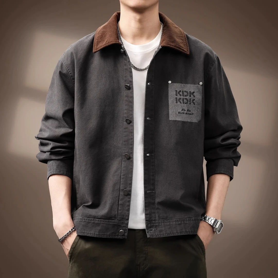 Cebrodz美式工装夹克男士2025春季新款复古潮牌重磅撞色衬衫外套