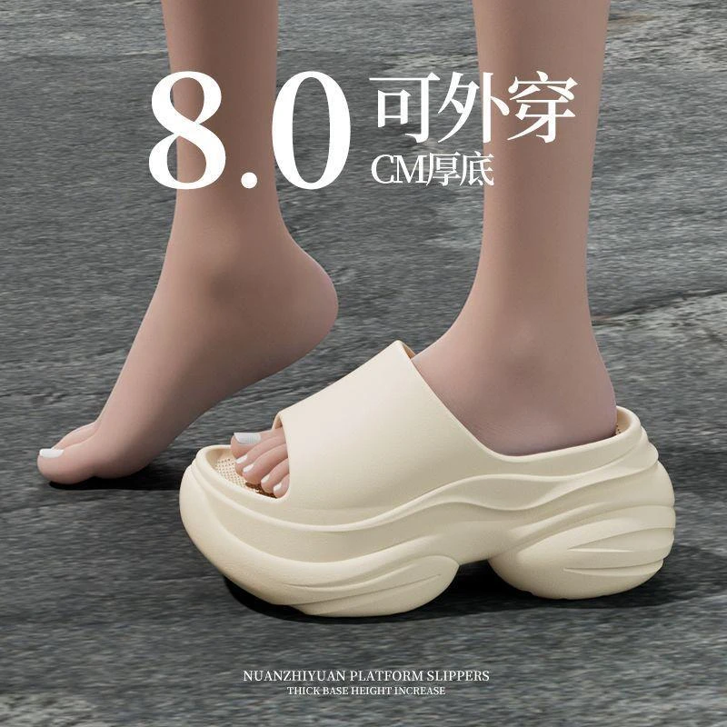 8.0厚底增高踩屎感海边沙滩凉拖鞋女夏新款外穿高跟防滑臭休闲软