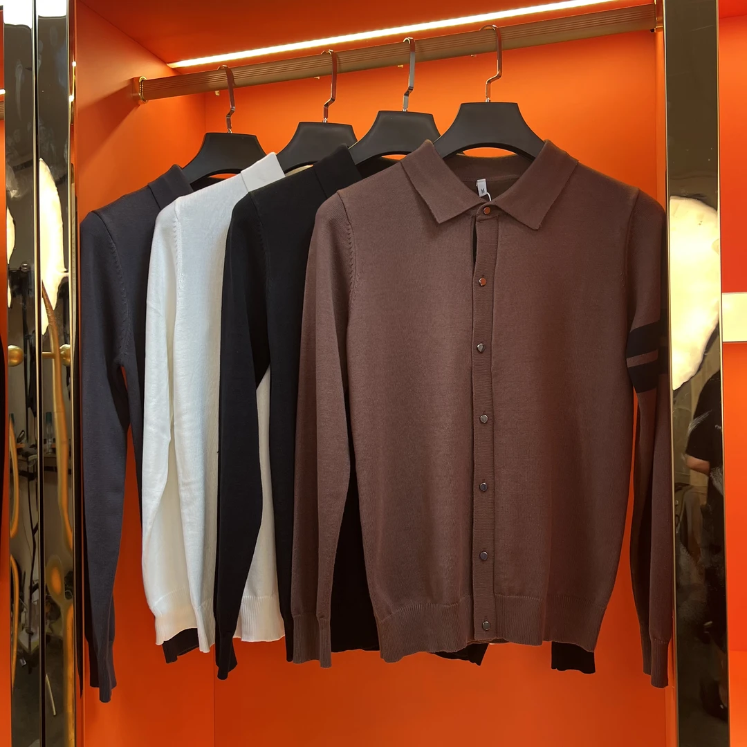 (01号)B224秋冬新款针织衫长袖POLO衫领简约通勤修身时尚上衣