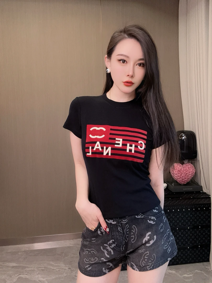 F150 [杋爷潮品] 植绒标双C修身T恤