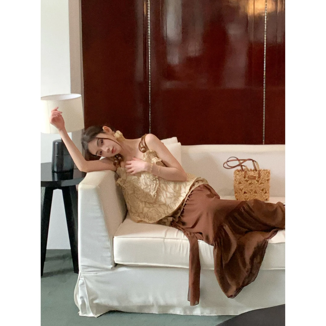 【赵小小yimao】28151 夏季新款度假穿搭甜美背心蕾丝吊带上衣