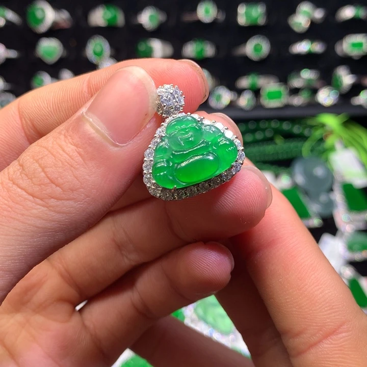 【闪购商品】翡翠颈饰银S925镶嵌佛公吊坠