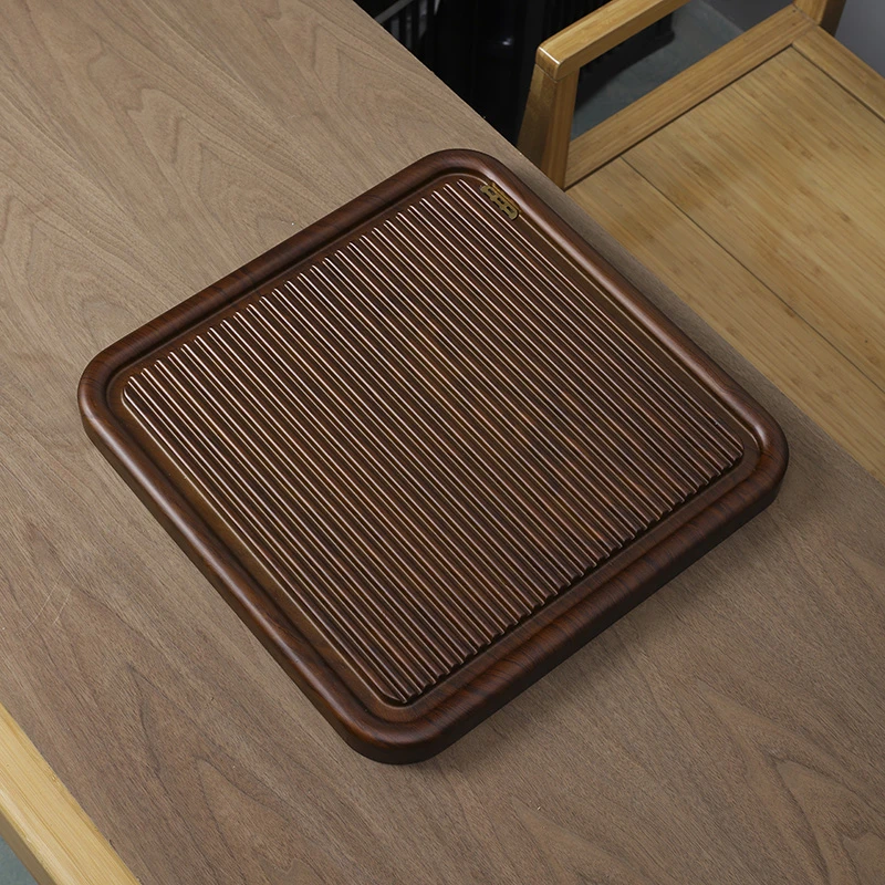 茶盘小型干泡排水实木简约黑色实木轻奢圆形家用茶台新中式储水