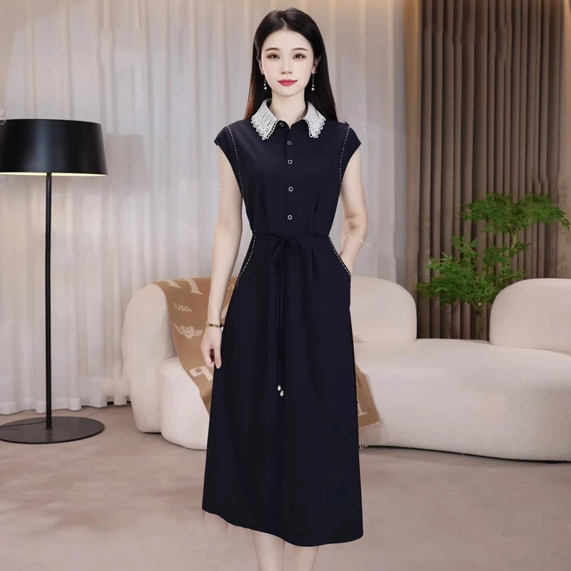 连衣裙女2025夏季新款时髦洋气收腰显瘦中长款气质百搭休闲裙子潮