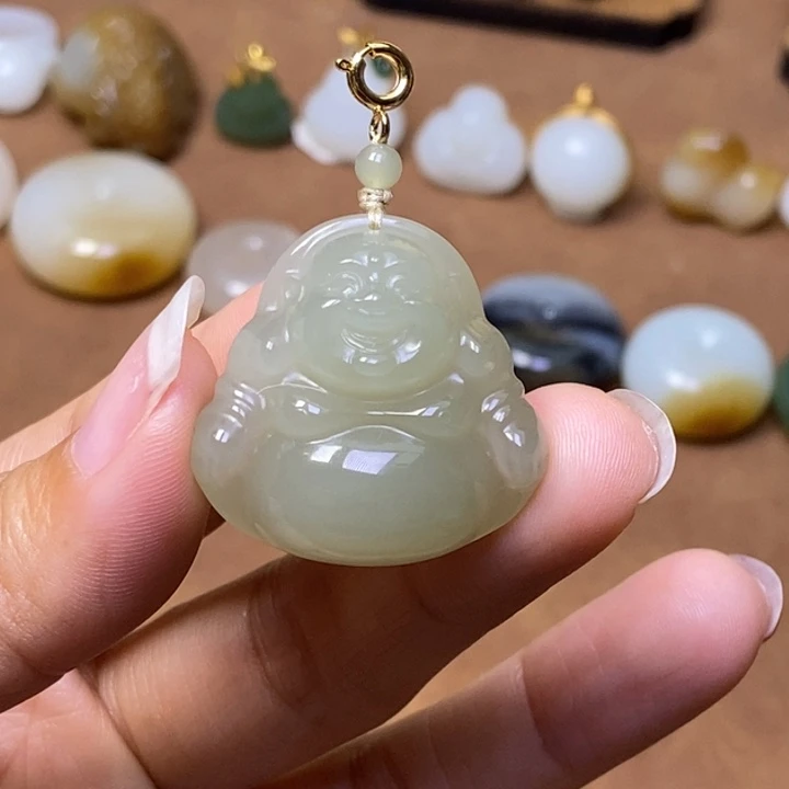 和田玉未镶嵌颈饰晴水大肚佛吊坠