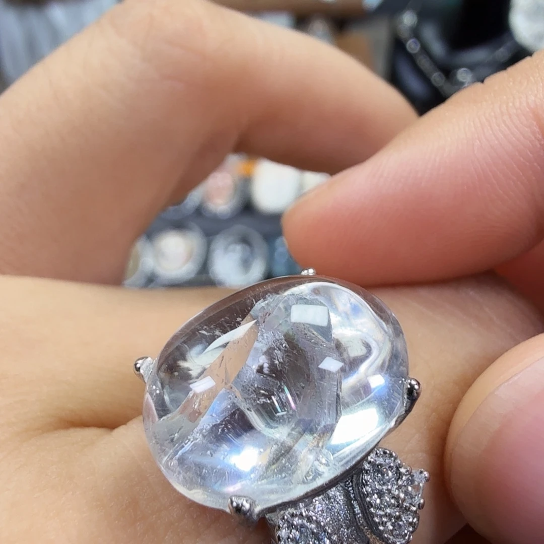 银S925镶嵌戒指水晶