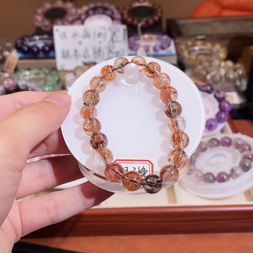 水晶手串未镶嵌顺发黑金超9.5m