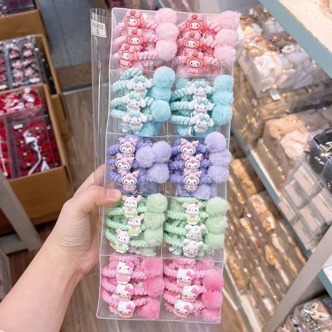 B-1584（满10米飞）d 5根三丽卡通毛球头绳   发圈