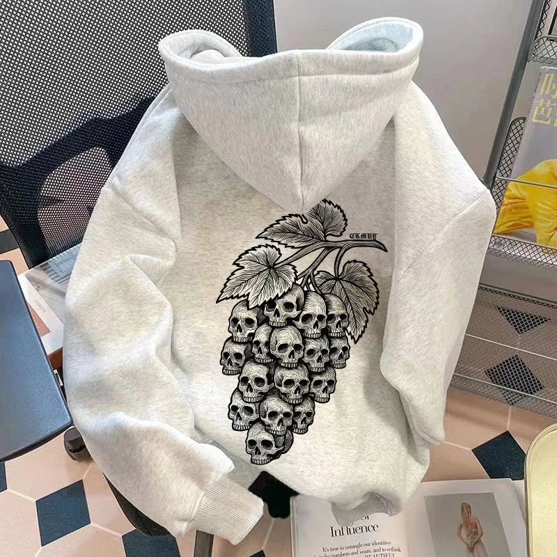 重磅加绒加厚连帽卫衣宽松双层帽涂鸦印花休闲男女同款男装秋冬季