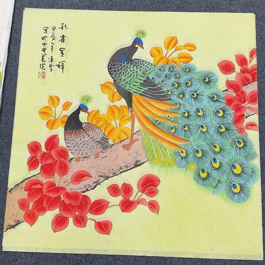 国画尺寸70X70手绘作品