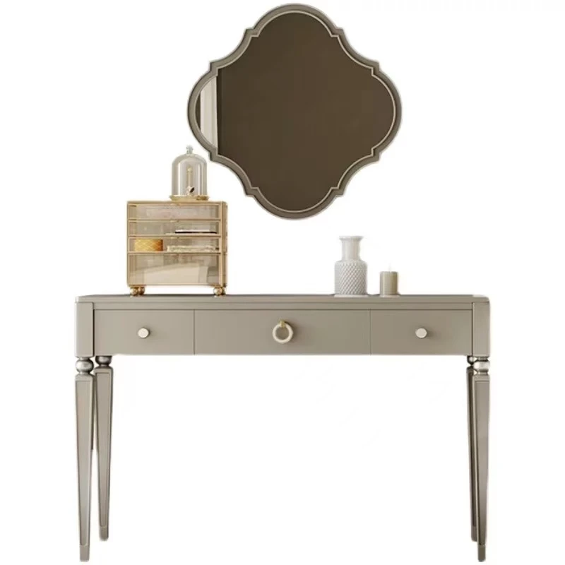 【皇家壹号】轻奢实木梳妆台小户型卧室化妆桌收纳梳妆台120*48*76G