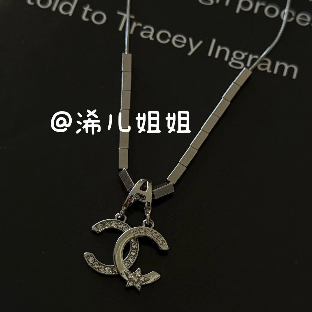 钛钢锆石项链 【浠儿家】小香风！C型锆石轻奢小众设计高级感锁骨链
