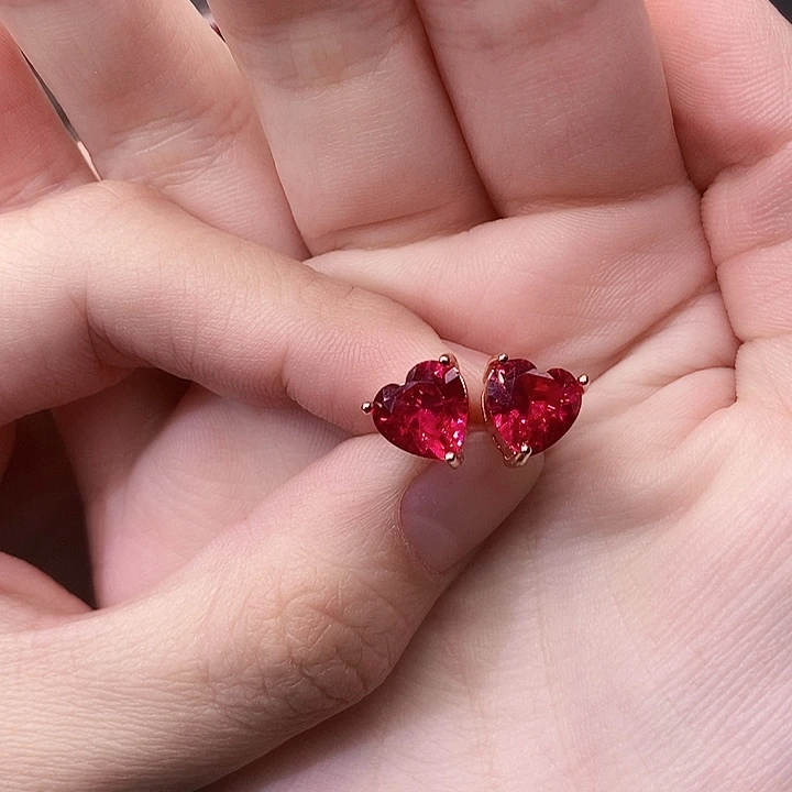 耳饰红宝石银S925镶嵌