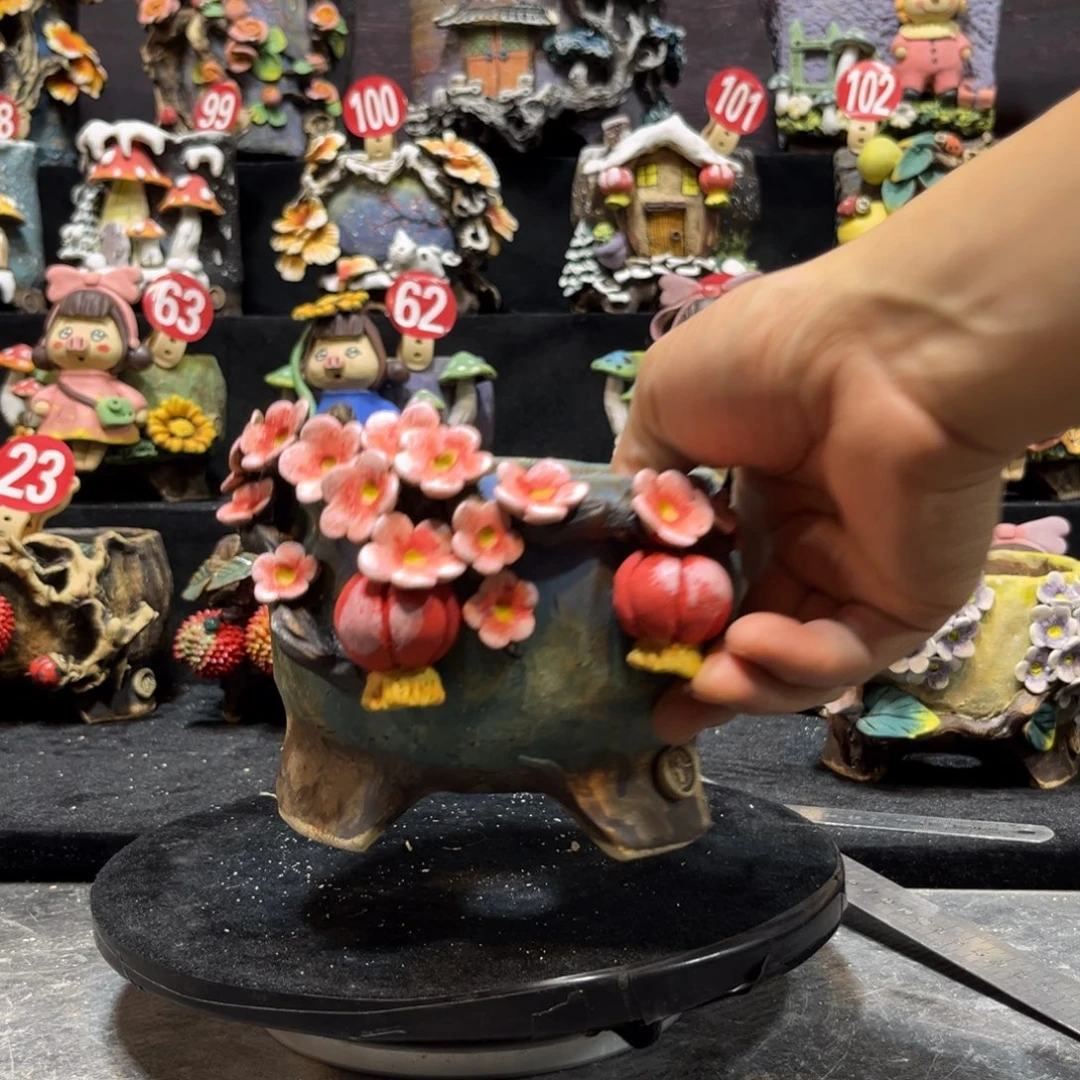 拂***衣白狐花器多肉花盆