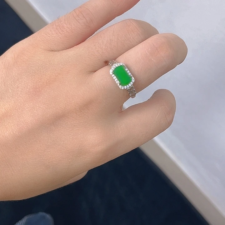 翡翠银S925镶嵌吊坠(不含链)