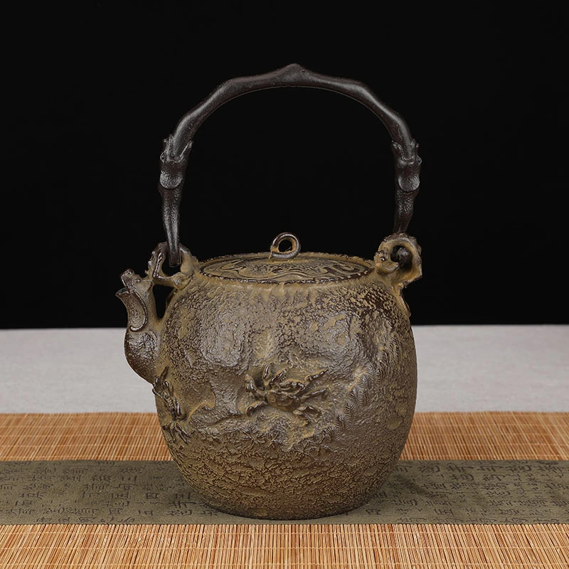 螃蟹黄肌1.2升砂铁壶纯手工烧水泡茶专用失蜡法