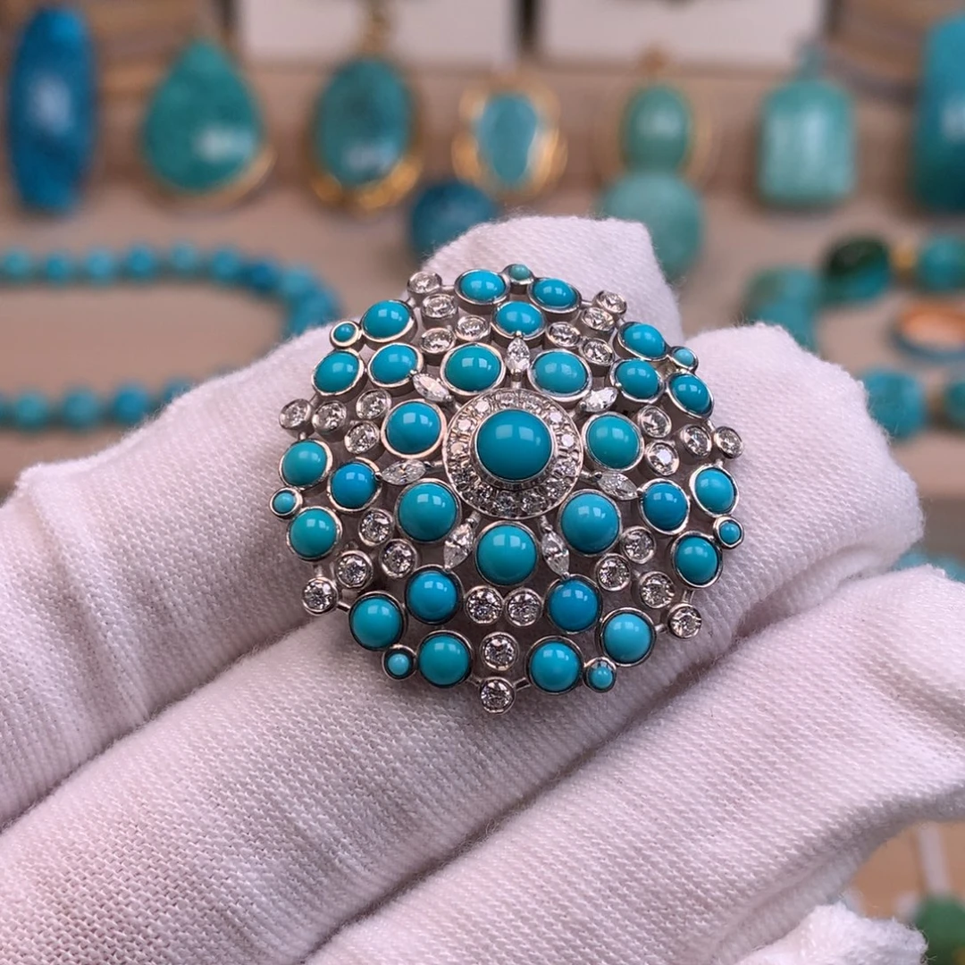 绿松石银S925镶嵌珠宝奇石