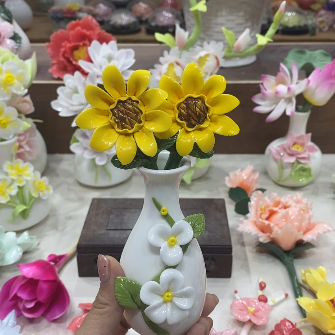 瓷片陶瓷手工花摆件