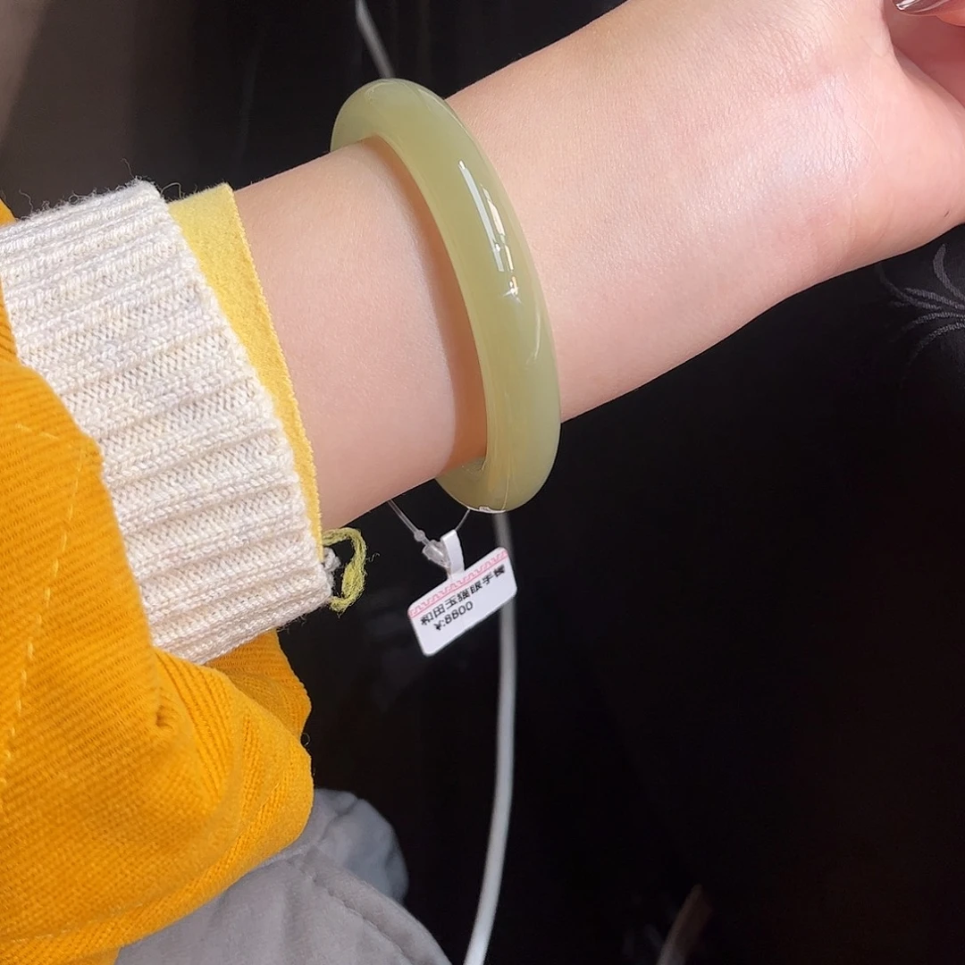 和田玉未镶嵌手镯茶晴