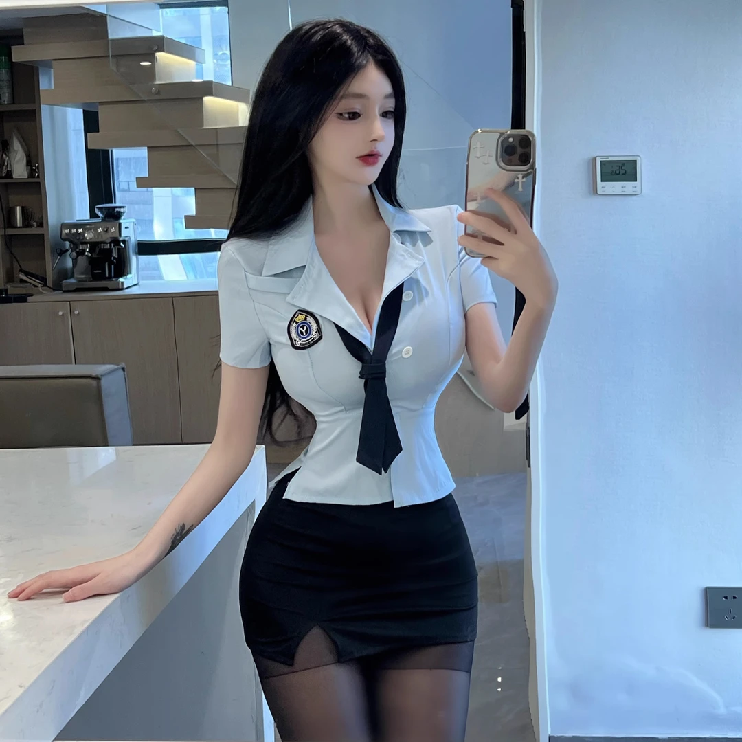 短袖奢华时尚套装muji风赫本风短裙酒吧学院风空姐制服辣妹jk纯欲