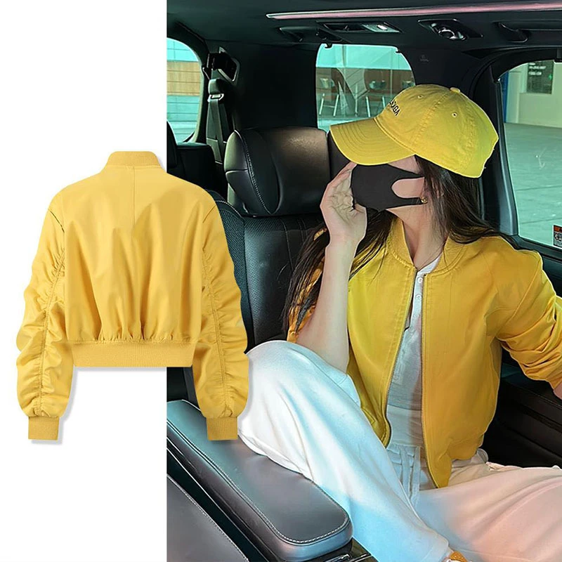 美式气质黄色夹克外套女2025秋冬新款洋气棒球服百搭短款外套上衣