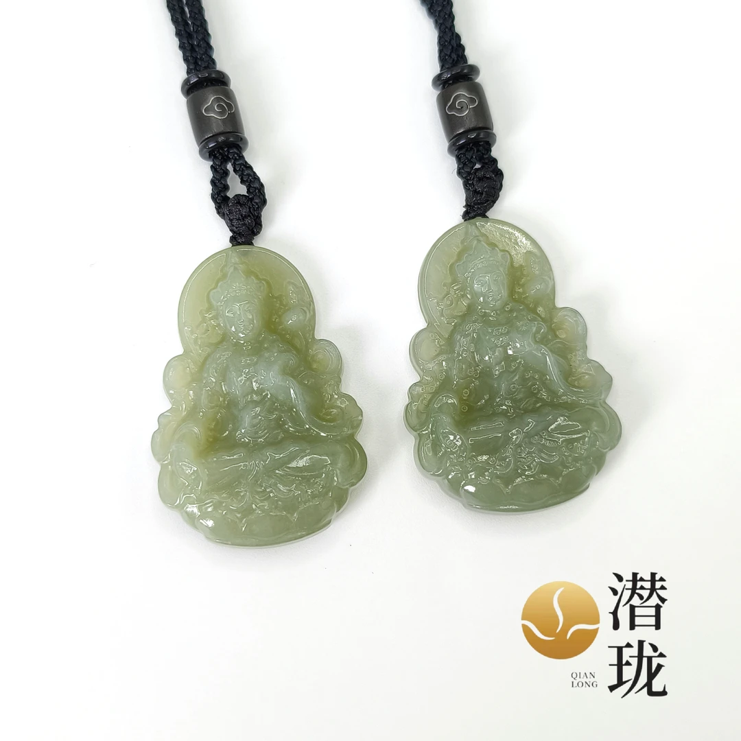 【潜珑】hs-1934和田玉青海料老矿度母观音多样性拍一发一卡50mm