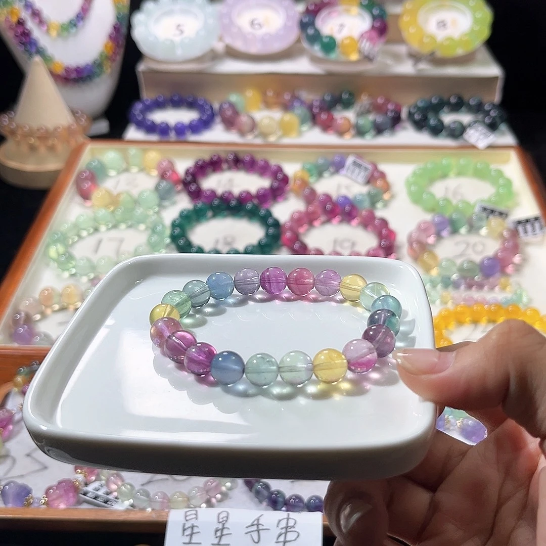 未镶嵌手链萤石糖果彩虹单圈